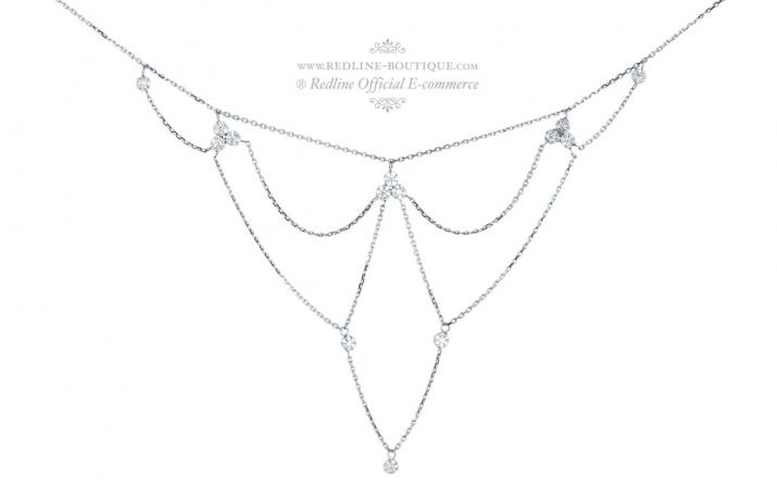 Collier chaîne avec diamant 0.7 carat en serti griffe or blanc - Redline - 0++