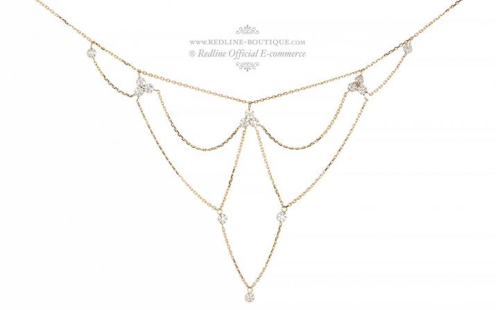 Collier chaîne avec diamant 0.7 carat en serti griffe or jaune - Redline - 0++