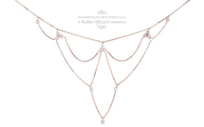 Collier chaîne avec diamant 0.7 carat en serti griffe or rose - Redline - 0++