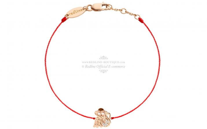 Bracelet Fil Femme avec 0.03ct Diamant Rond en Or Rose Pavé - Redline - 0++
