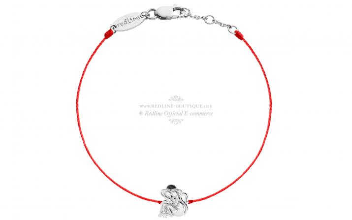 Bracelet Fil Femme avec 0.10ct Diamant Rond en Or Blanc Pavé - Redline - 0++