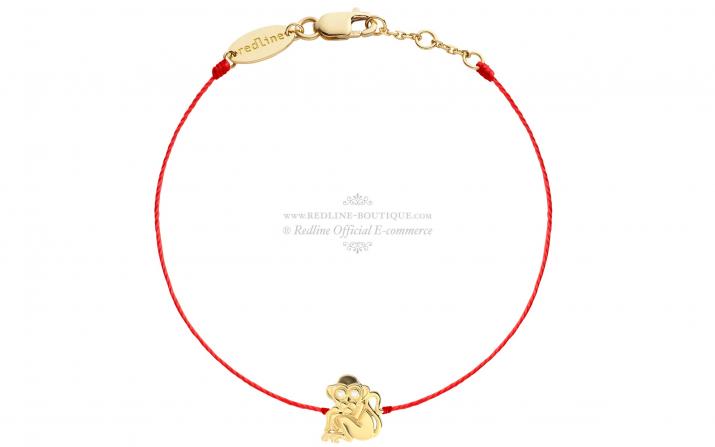 Bracelet Fil Femme avec 0.10ct Diamant Rond en Or Jaune Pavé - Redline - 0++