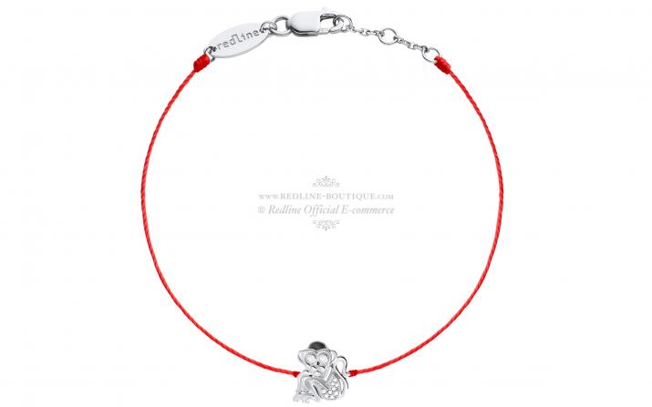Bracelet Fil Femme avec 0.03ct Diamant Rond en Or Blanc Pavé - Redline - 0++