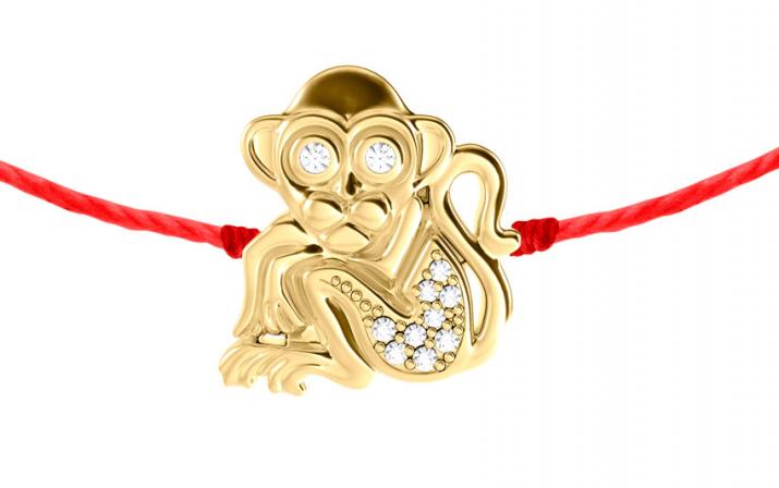 Bracelet fil singe or jaune pavé diamants - Redline - 0++
