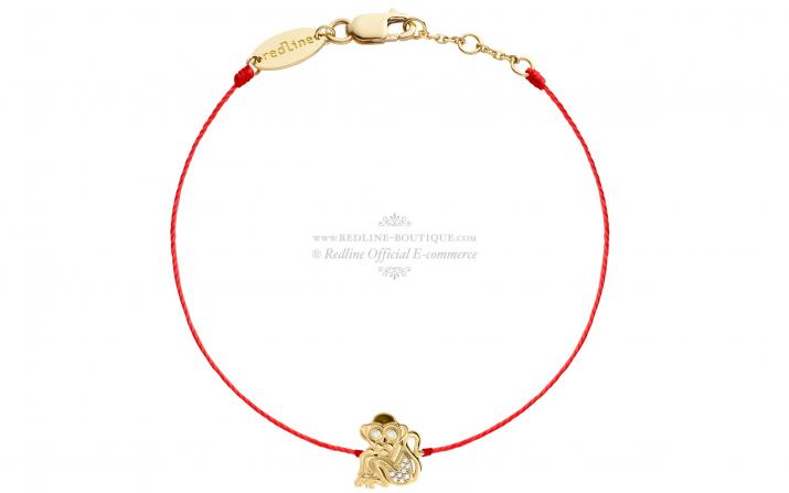 Bracelet fil singe or jaune pavé diamants - Redline - 0++