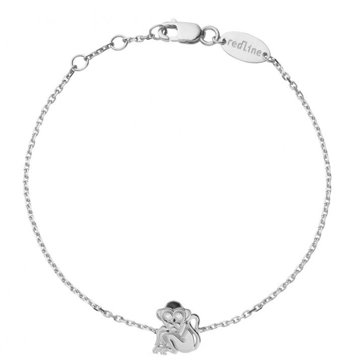 Bracelet Chaîne Femme avec 0.01ct Diamant Rond en Or Blanc Pavé - Redline