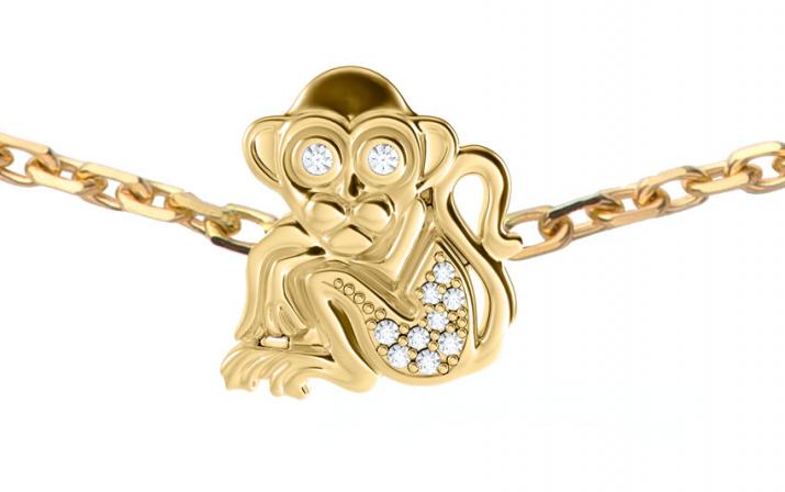 Bracelet chaîne singe or jaune pavé diamants - Redline - 0++
