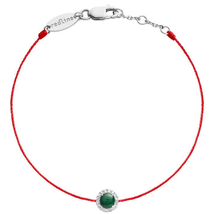 Bracelet fil malachite et diamants en serti griffe or blanc - Redline - 0++