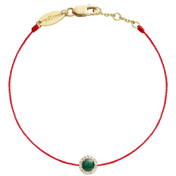 Bracelet fil malachite et diamants en serti griffe or jaune - Redline - 0++