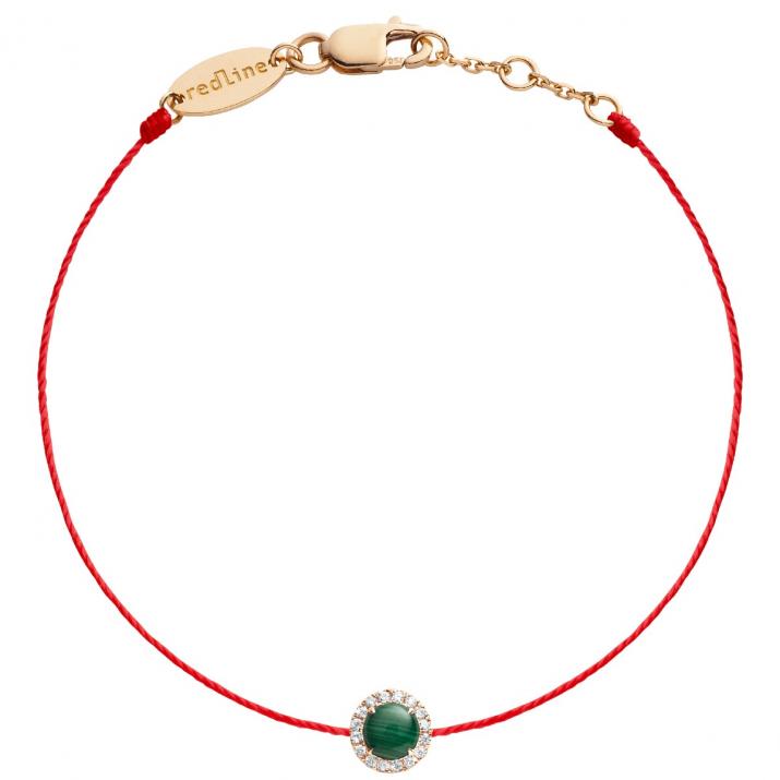 Bracelet fil malachite et diamants en serti griffe or rose - Redline - 0++