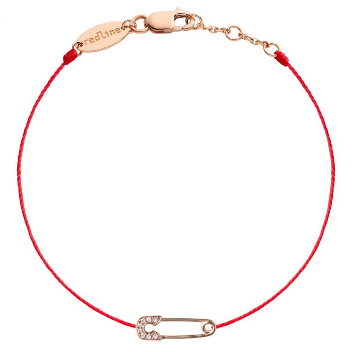 Bracelet Fil Femme avec 0.029ct Diamant Rond en Or Rose Pavé - Redline - 0++