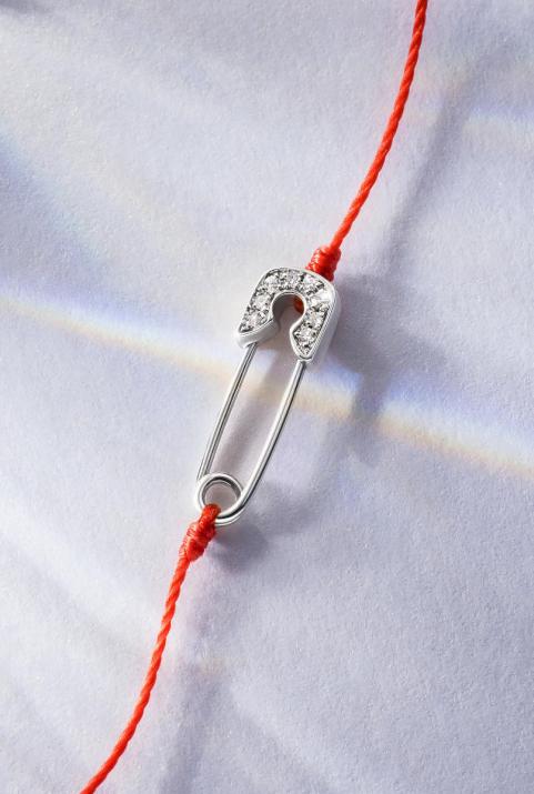 Bracelet Fil Femme avec 0.029ct Diamant Rond en Or Blanc Pavé - Redline - 0++
