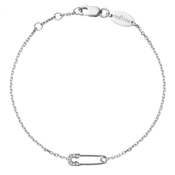 Bracelet chaîne épingle à nourrice or blanc pavé diamants - Redline - 0++