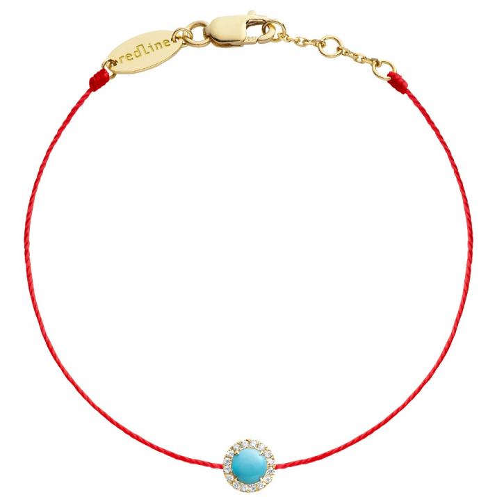 Bracelet fil turquoise et diamants en serti griffe or jaune - Redline - 0++