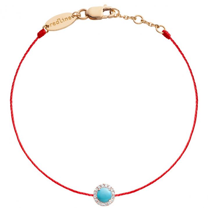 Bracelet fil turquoise et diamants en serti griffe or rose - Redline - 0++