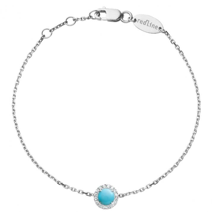 Bracelet chaîne turquoise et diamants en serti griffe or blanc - Redline