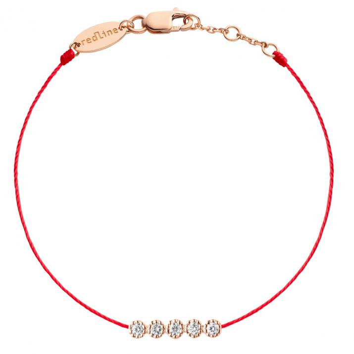 Bracelet fil avec diamants 0.07 carat en griffes or rose - Redline