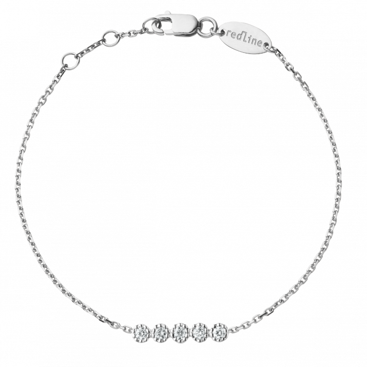 Bracelet chaîne avec diamants 0.07 carat en serti griffe or blanc - Redline - 0++