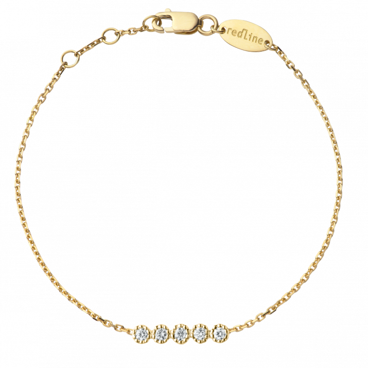 Bracelet chaîne avec diamants 0.07 carat en serti griffe or jaune - Redline - 0++
