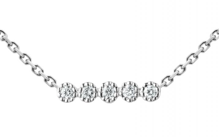 Collier chaîne avec diamants 0.07 carat serti griffe or blanc - Redline - 0++
