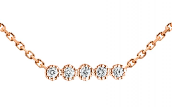 Collier chaîne avec diamants 0.07 carat serti griffe or rose - Redline - 0++