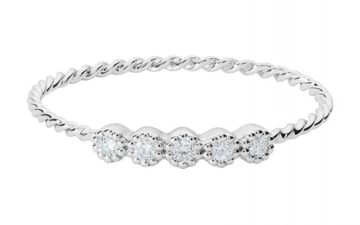 Bague jonc avec diamants 0.07 carat en serti griffe or blanc - Redline