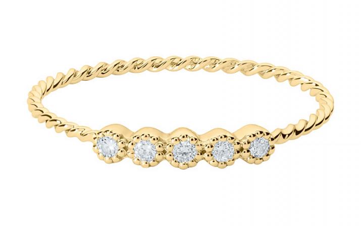 Bague jonc avec diamants 0.07 carat en serti griffe or jaune - Redline