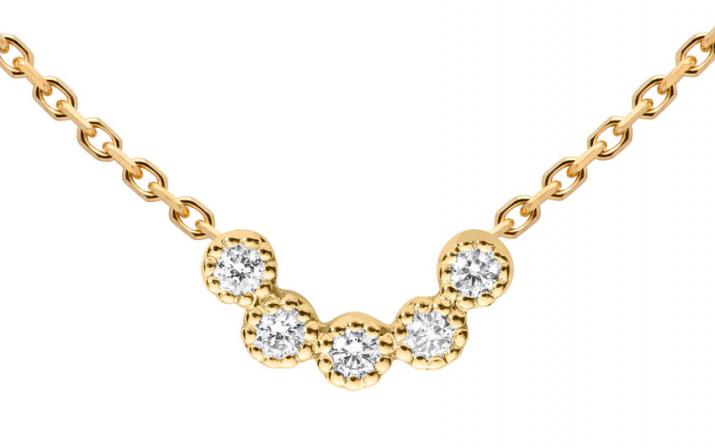 Collier chaîne avec diamants 0.07 carat en serti griffe or jaune - Redline