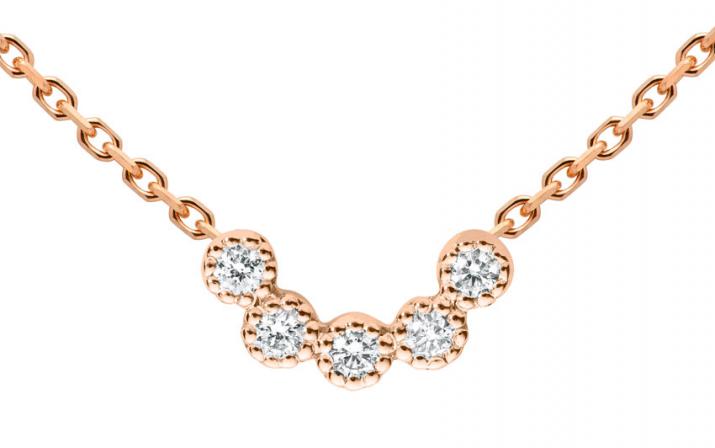 Collier chaîne avec diamants 0.07 carat en serti griffe or rose - Redline
