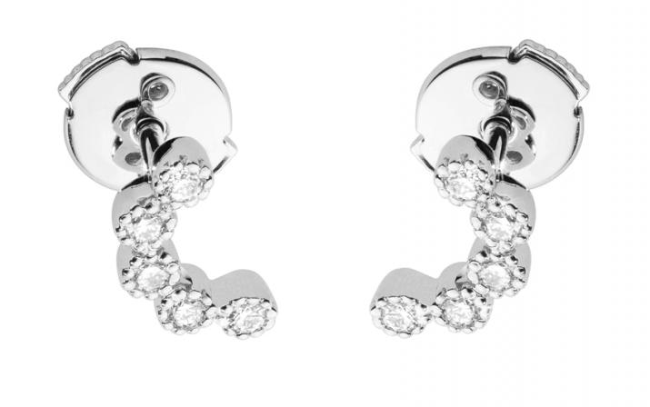 Boucles d'oreilles avec diamants 0.141 carat en serti griffe or blanc - Redline
