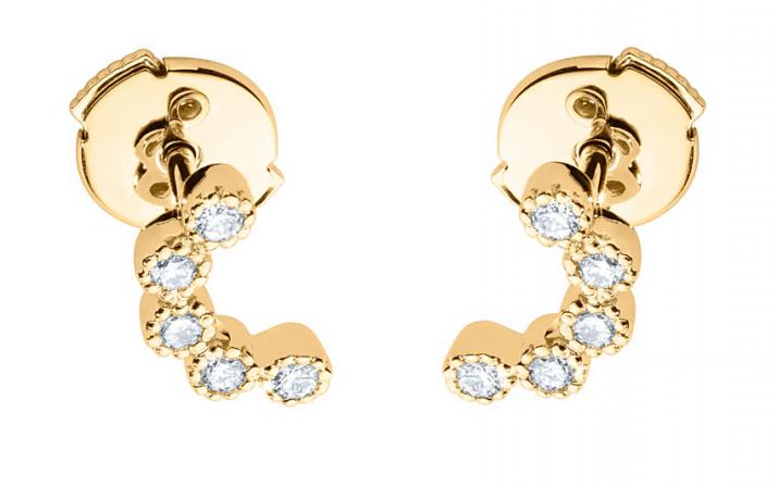 Boucles d'oreilles avec diamants 0.141 carat en serti griffe or jaune - Redline