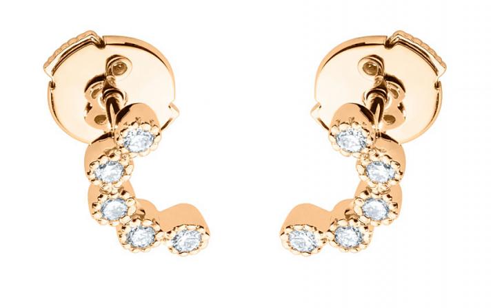 Boucles d'oreilles avec diamants 0.141 carat en serti griffe or rose - Redline
