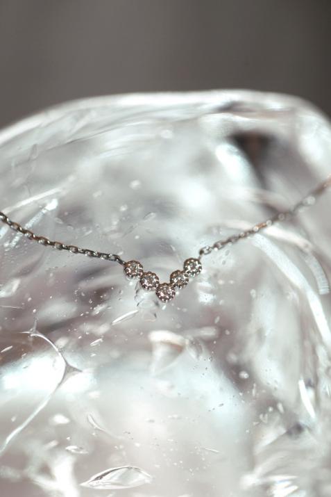 Collier chaîne avec diamants 0.07 carat en serti griffe or blanc - Redline