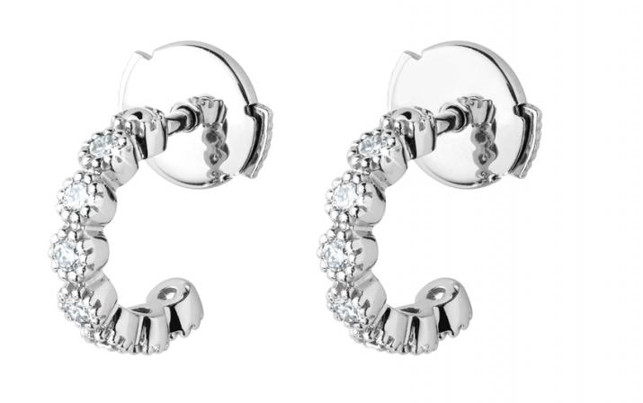 Boucles d'oreilles avec diamants 0.168 carat en serti griffe or blanc - Redline - 0++