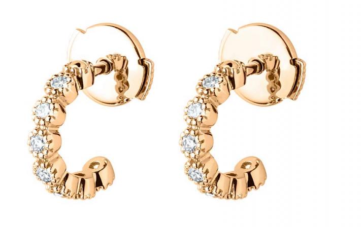 Boucles d'oreilles avec diamants 0.168 carat en serti griffe or rose - Redline - 0++