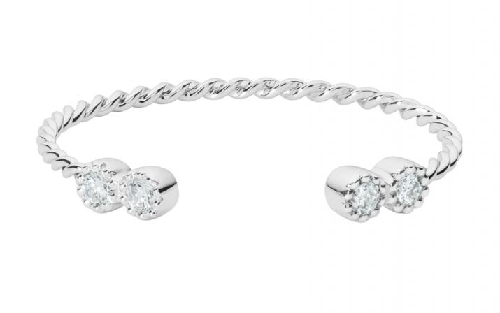 Bague demi jonc avec diamant 0.056 carat en serti griffe or blanc - Redline