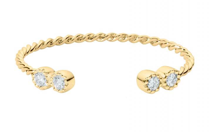 Bague demi jonc avec diamant 0.056 carat en serti griffe or jaune - Redline