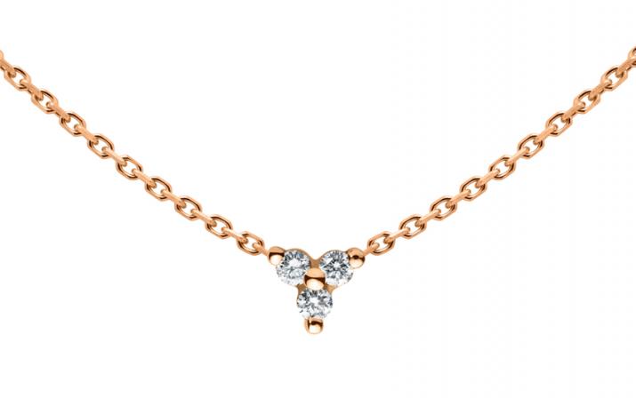Collier chaîne avec diamants 0.043 carat en serti griffe or rose - Redline