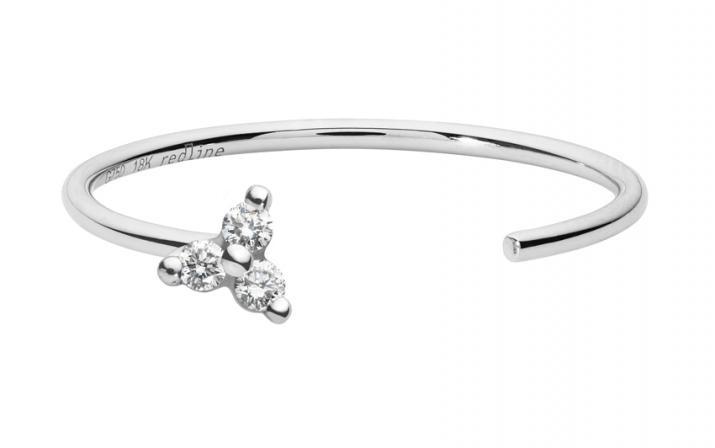 Bague demi jonc avec diamant 0.042 carat en serti griffe or blanc - Redline - 0++