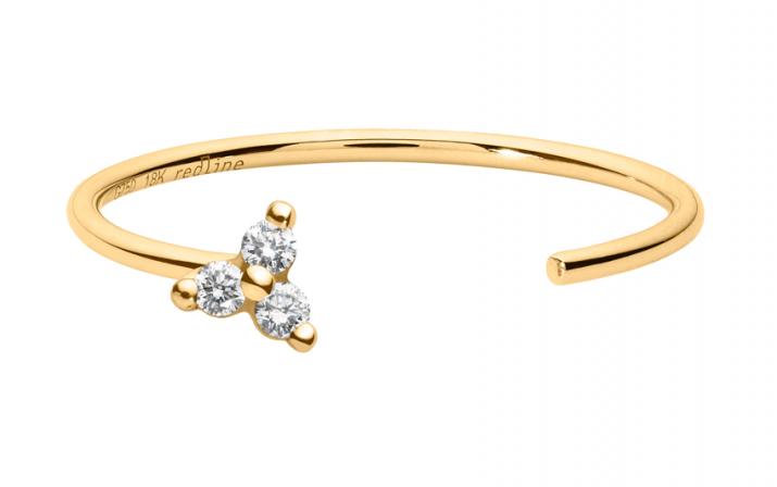 Bague demi jonc avec diamant 0.042 carat en serti griffe or jaune - Redline - 0++