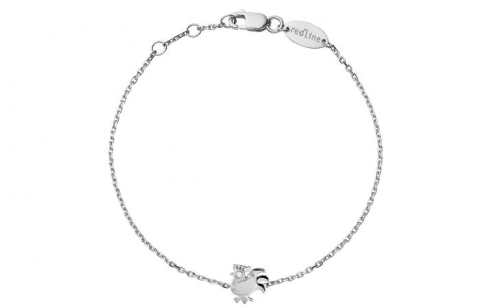 Bracelet Chaîne Femme avec 0.01ct Diamant Rond en Or Blanc Pavé - Redline - 0++