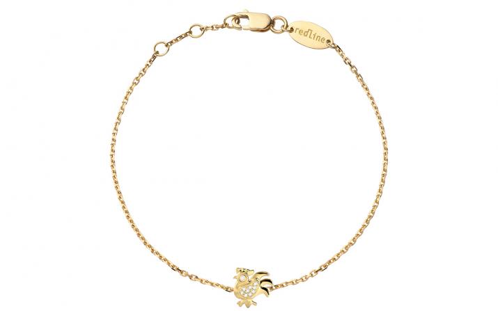 Bracelet Chaîne Femme avec 0.04ct Diamant Rond en Or Jaune Pavé - Redline - 0++