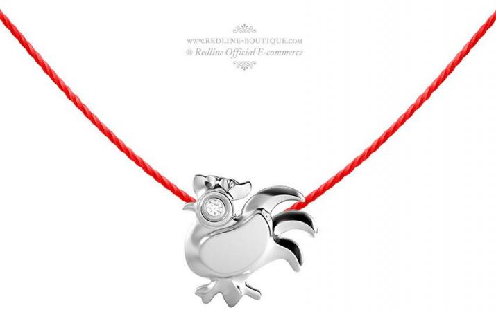 Collier fil coq or blanc avec diamant - Redline - 0++