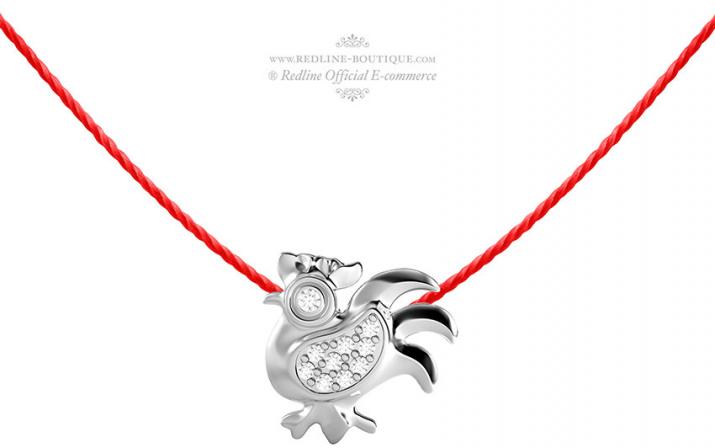 Collier fil coq or blanc pavé diamants - Redline - 0++
