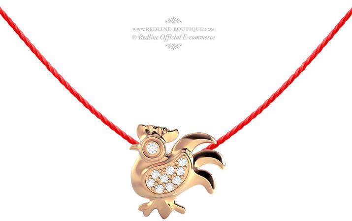 Collier fil coq or rose pavé diamants - Redline - 0++
