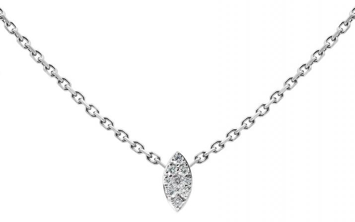 Collier chaîne avec diamant 0.05 carat serti griffe or blanc - Redline