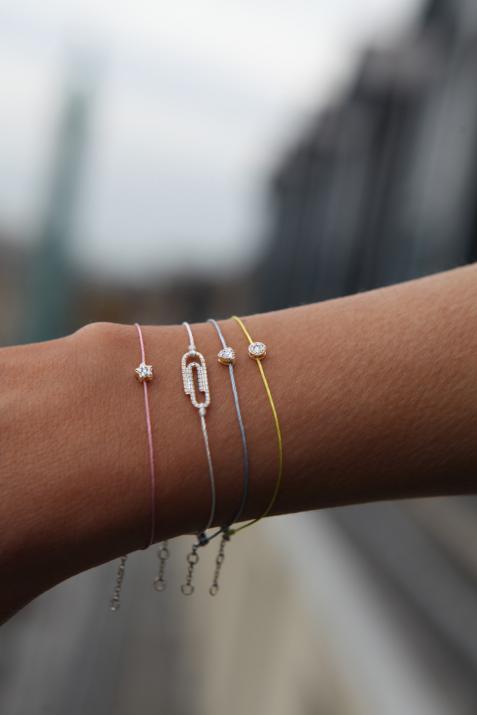 Bracelet fil avec diamant 0.05 carat serti griffe or jaune - Redline - 0++