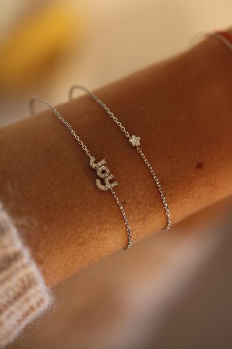Bracelet chaîne avec diamants 0.05 carat serti griffe or blanc - Redline - 0++