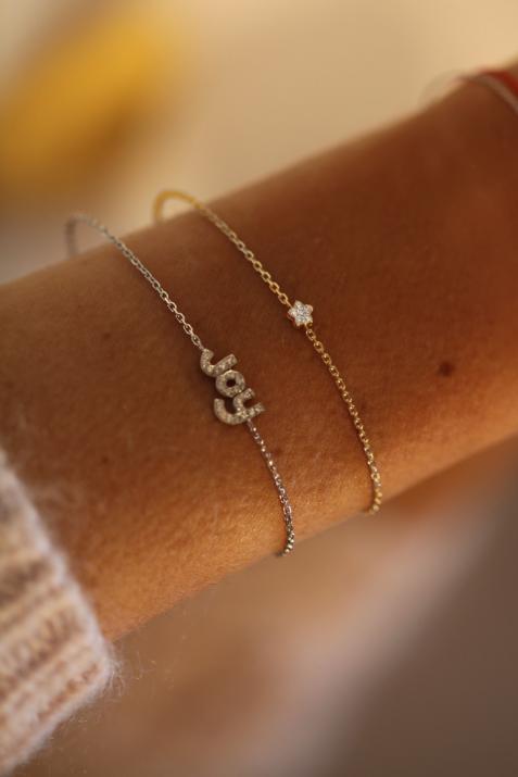 Bracelet chaîne avec diamants 0.05 carat serti griffe or jaune - Redline - 0++