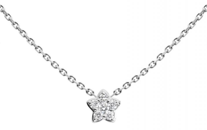 Collier chaîne étoile or blanc avec diamant - Redline